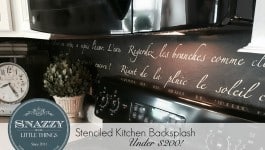 DIY Stenciled Kitchen Backsplash "Springtime in Paris" Sonnet by SnazzyLittleThings.com