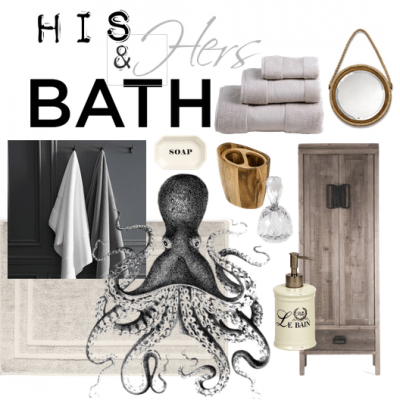 "Industrial Bath Ideas" -- a round up of fun decorating ideas & a mood board, by SnazzyLittleThings.com