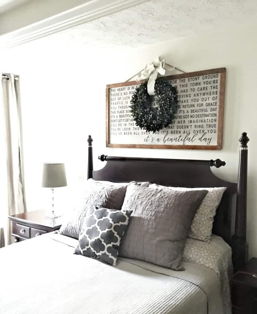 Master Bedroom with U2 Beautiful Day Sign