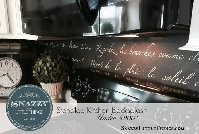 DIY Stenciled Kitchen Backsplash "Springtime in Paris" Sonnet by SnazzyLittleThings.com