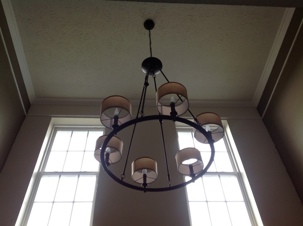 Our two story foyer with frieze molding. (Or, "fake" molding in my case)