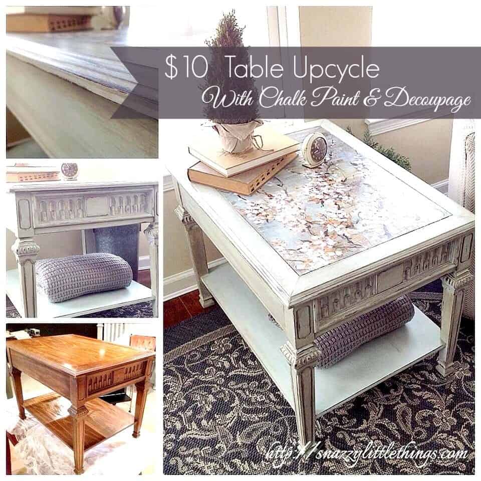 Aged Paper Decoupage DIY Table Refinishing Project