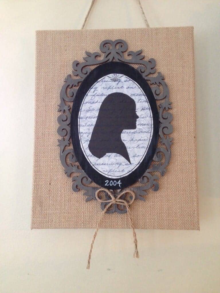 Project #2: Simple Burlap Canvas with my daughter's silhouette.