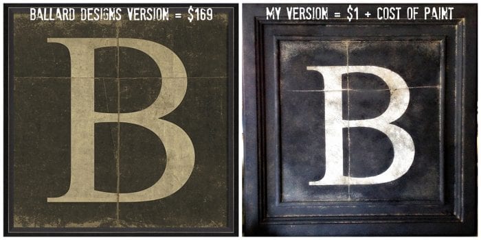 ballard inpsired B monogram art side by side
