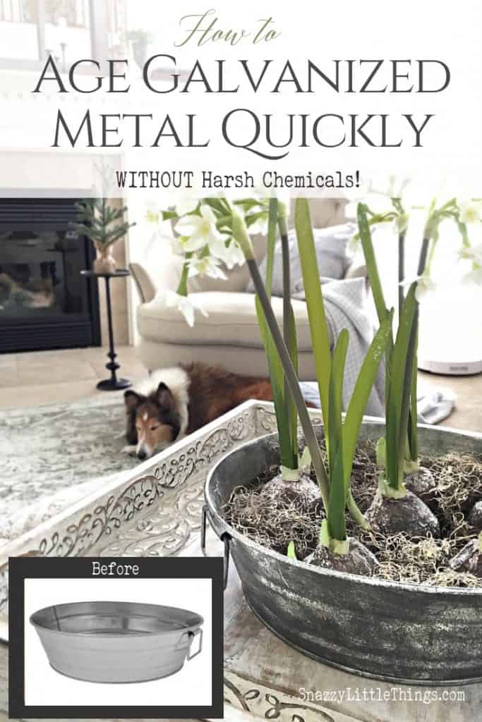 How to Age Galvanized Metal Quickly Without Chemicals #farmhousestyle #diy Interior Decorating Home Decorating