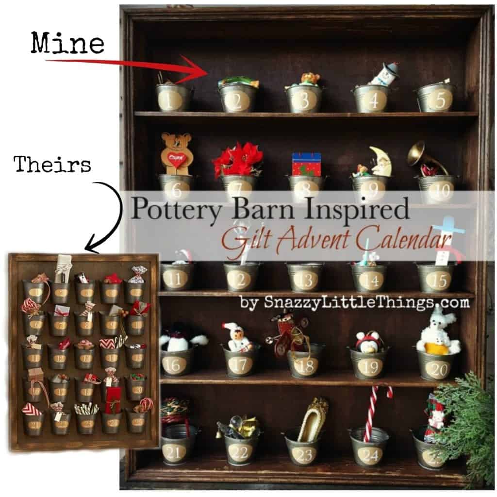 Pottery Barn Gilt Advent Calendar - this was one of my "Top 10 Projects of 2014" by SnazzyLittleThings.com