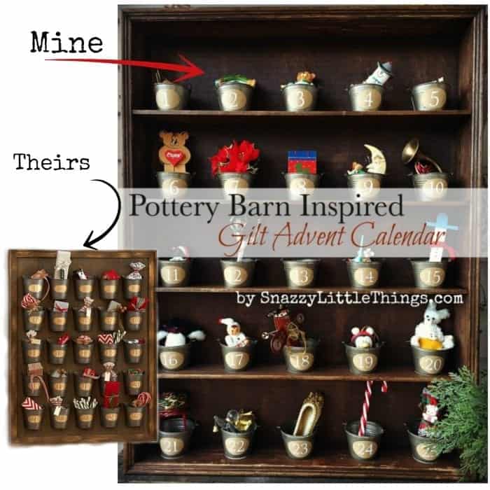 Pottery Barn Gilt Advent Calendar - this was one of my "Top 10 Projects of 2014"  by SnazzyLittleThings.com