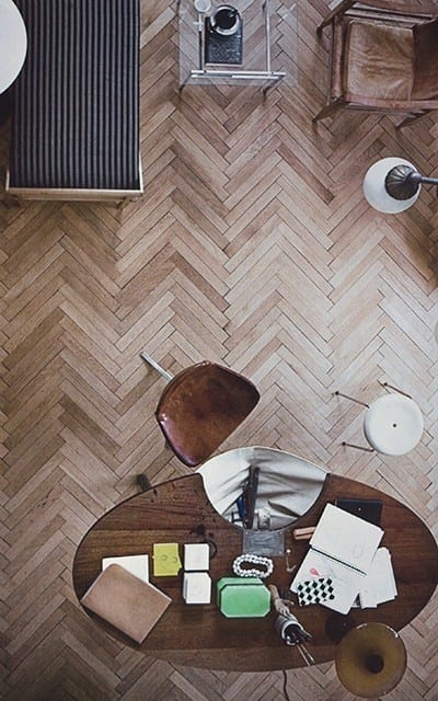 Herringbone pattern wood flooring