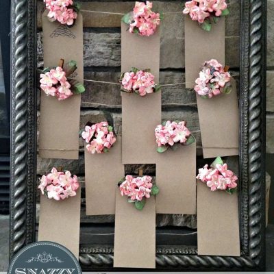 DIY Wedding Seating Chart (made from an empty picture frame) - By SnazzyLittleThings.com