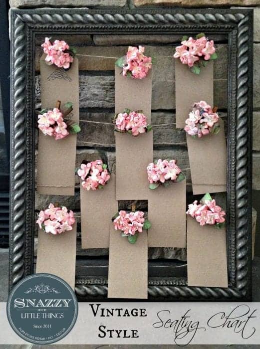 DIY Wedding Seating Chart (made from an empty picture frame) - By SnazzyLittleThings.com