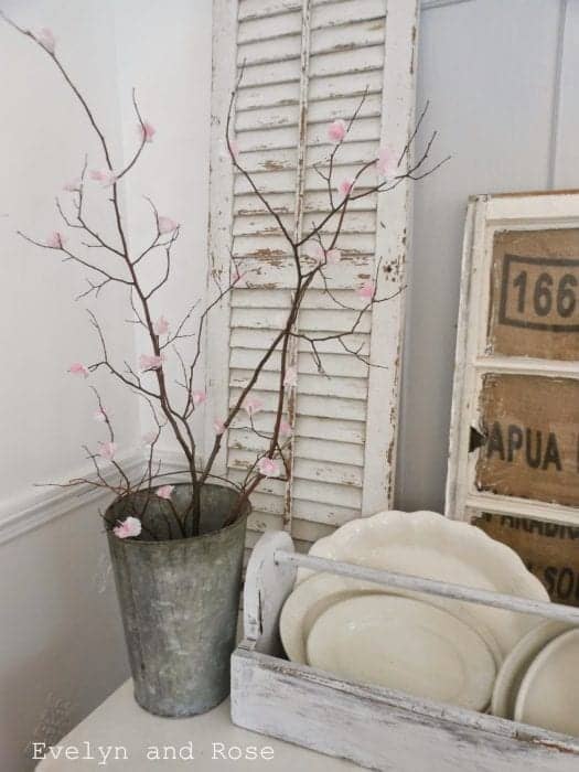 Paper flowers in galvanized bucket | found at SnazzyLittleThings.com