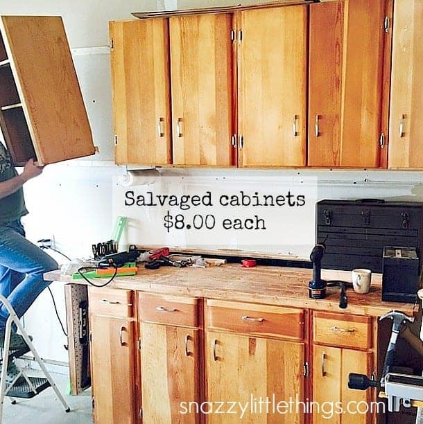 Woodshop from Salvaged Cabinets | by SnazzyLittleThings.com
