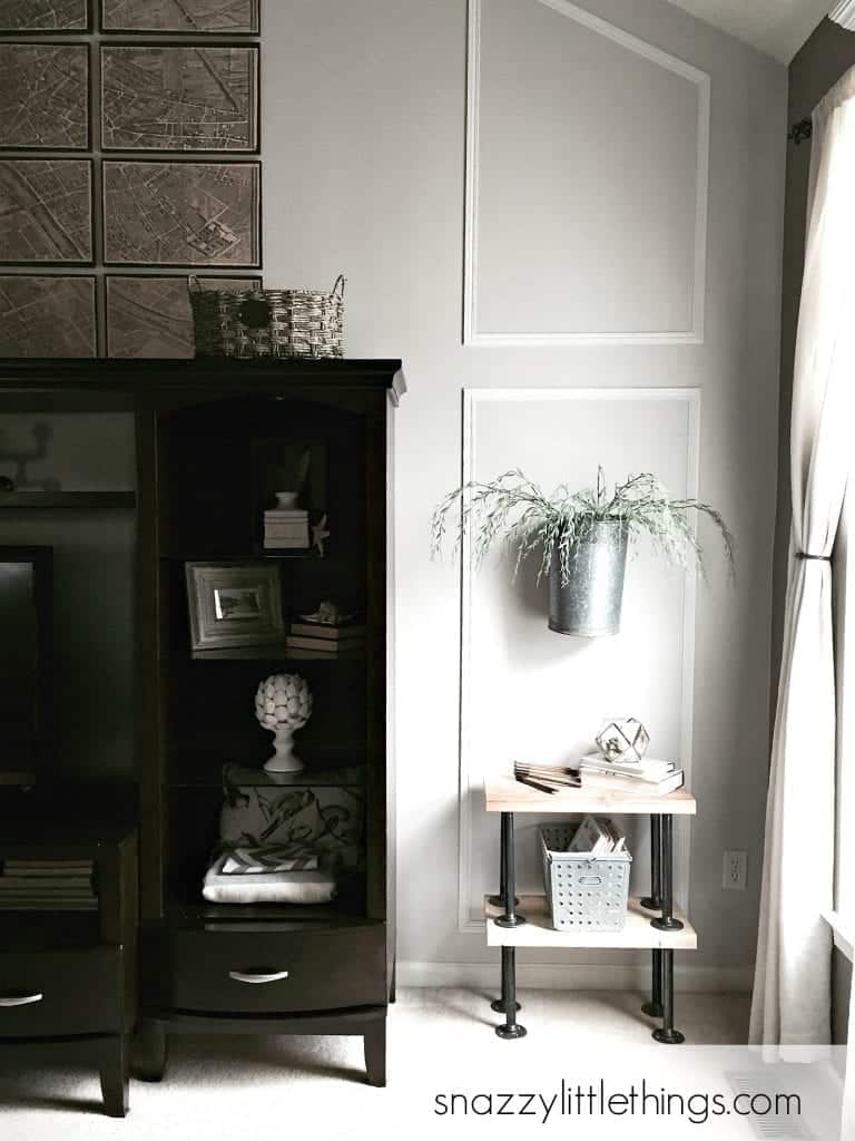 two story family room light gray industrial style