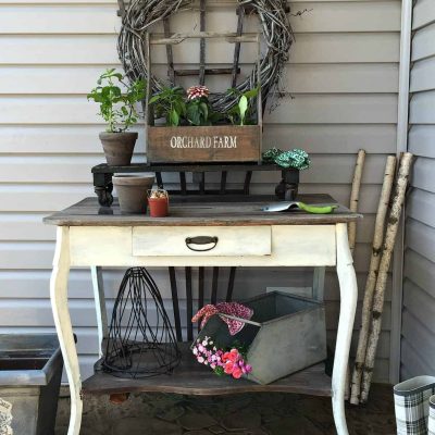 Front Porch Potting Table @Snazzylittlethings