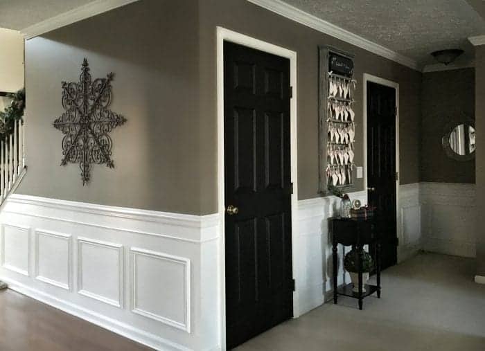 Newly Painted Black Interior Doors, Holiday Home Tour 2015 by SnazzyLittleThings.com