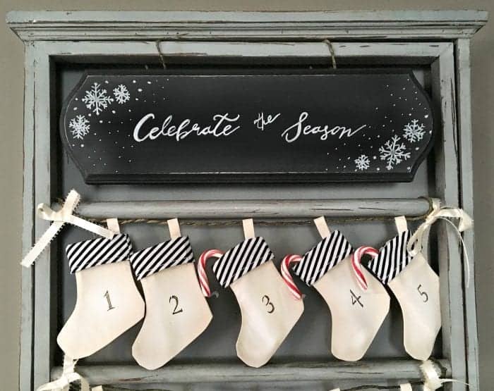 Upcycled Advent Calendare DIY Celebrate the Season sign