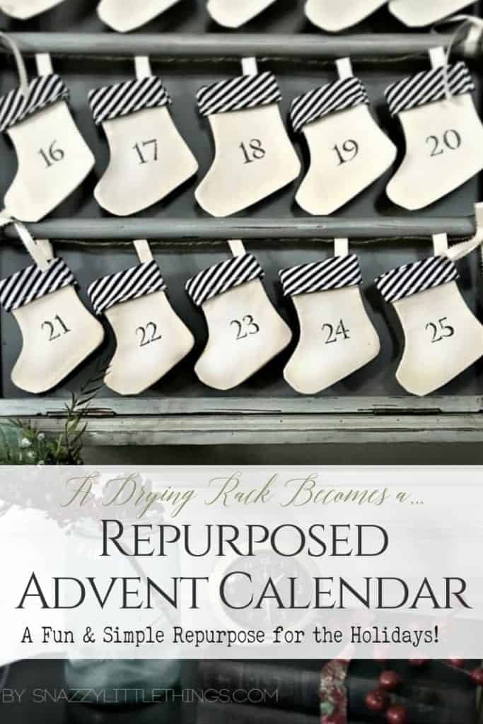 DIY Advent Calendar Repurposed from a Drying Rack by Snazzy Little Things