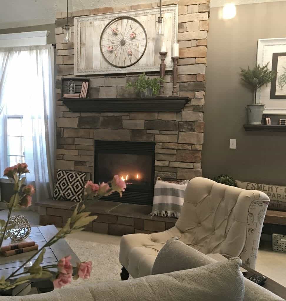 Family Room with Industrial Bike Wheel by SnazzyLittleThings