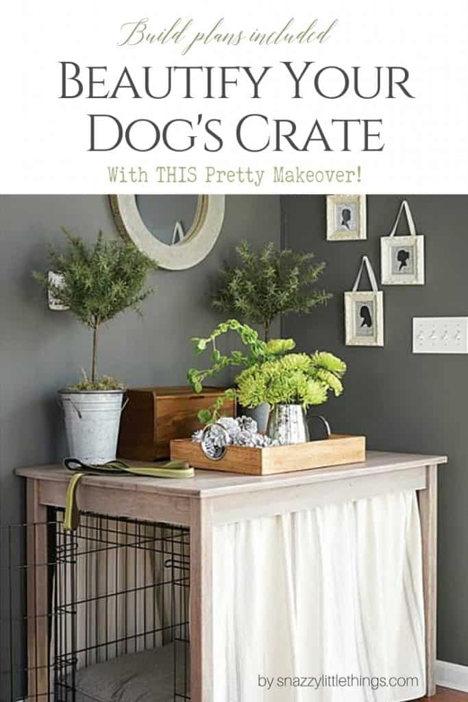DIY Dog Crate, dog crate building plans, how to make a dog crate table, hide a dog crate,