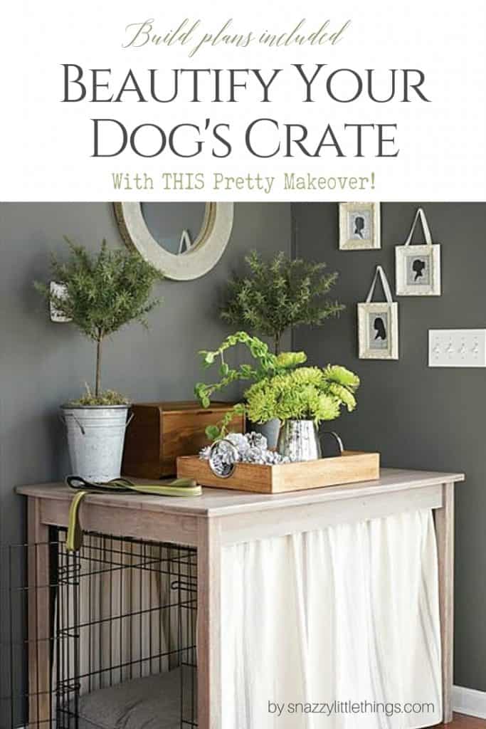 DIY Dog Crate, dog crate building plans, how to make a dog crate table, hide a dog crate, 