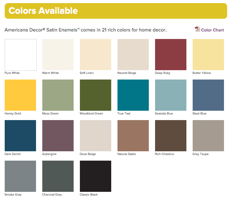 Decoart Satin Enamels Color Chart