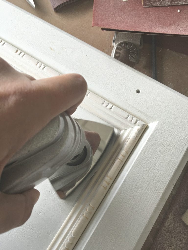 Corner Sander on cabinets