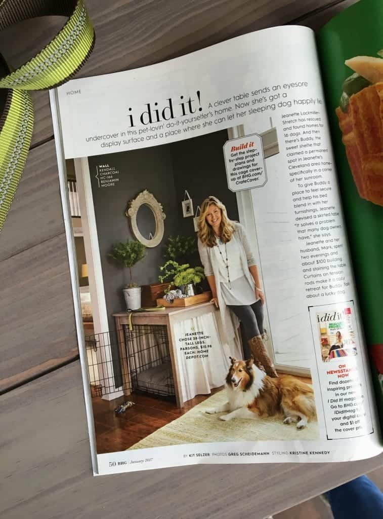 DIY Dog Crate table build in a magazine