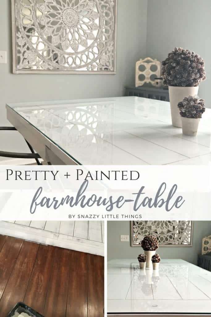 Pretty + Painted Farmhouse Table by SnazzyLittleThings.com