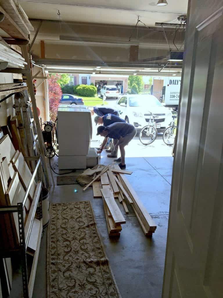Laundry Room Update delivery of new machine by SnazzyLittleThings.com
