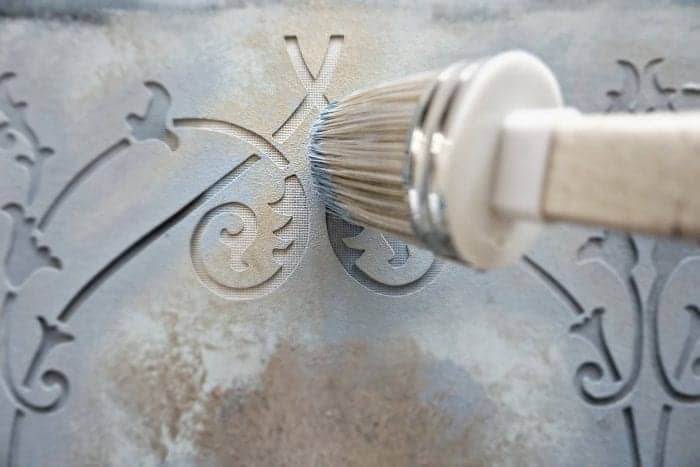 Heritage Collection All in One Chalk Paint painting fabric with a stencil