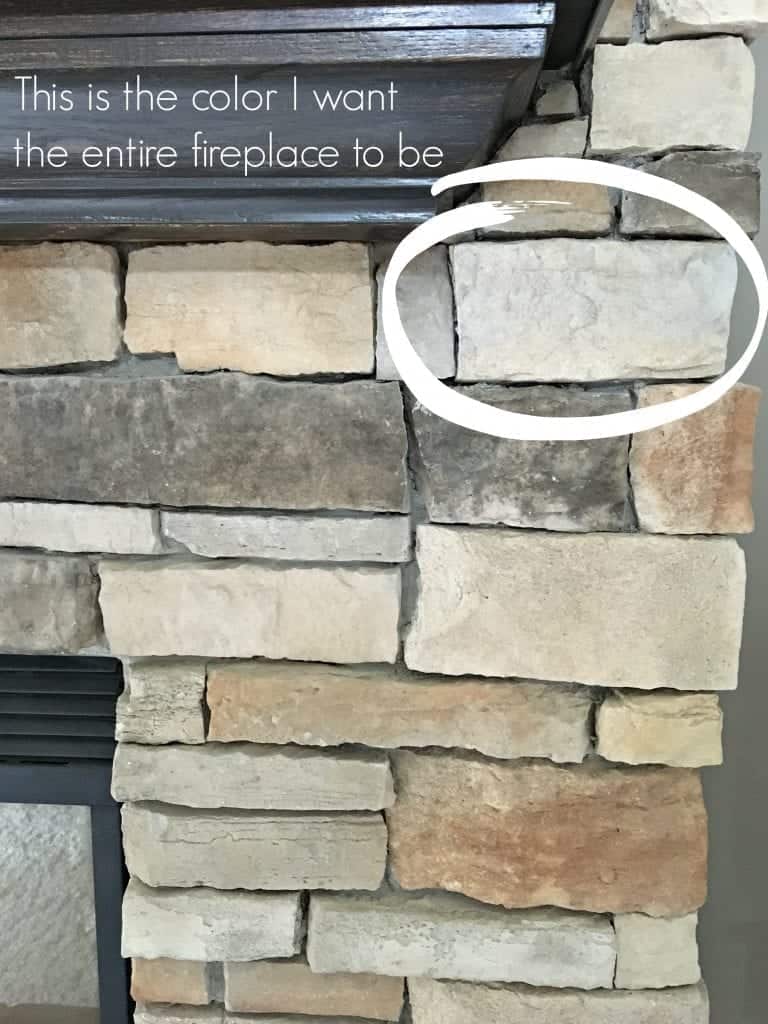 How to paint a stone fireplace before up close of stone