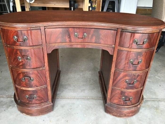 Antique Kidney Desk Makeover Full View Before