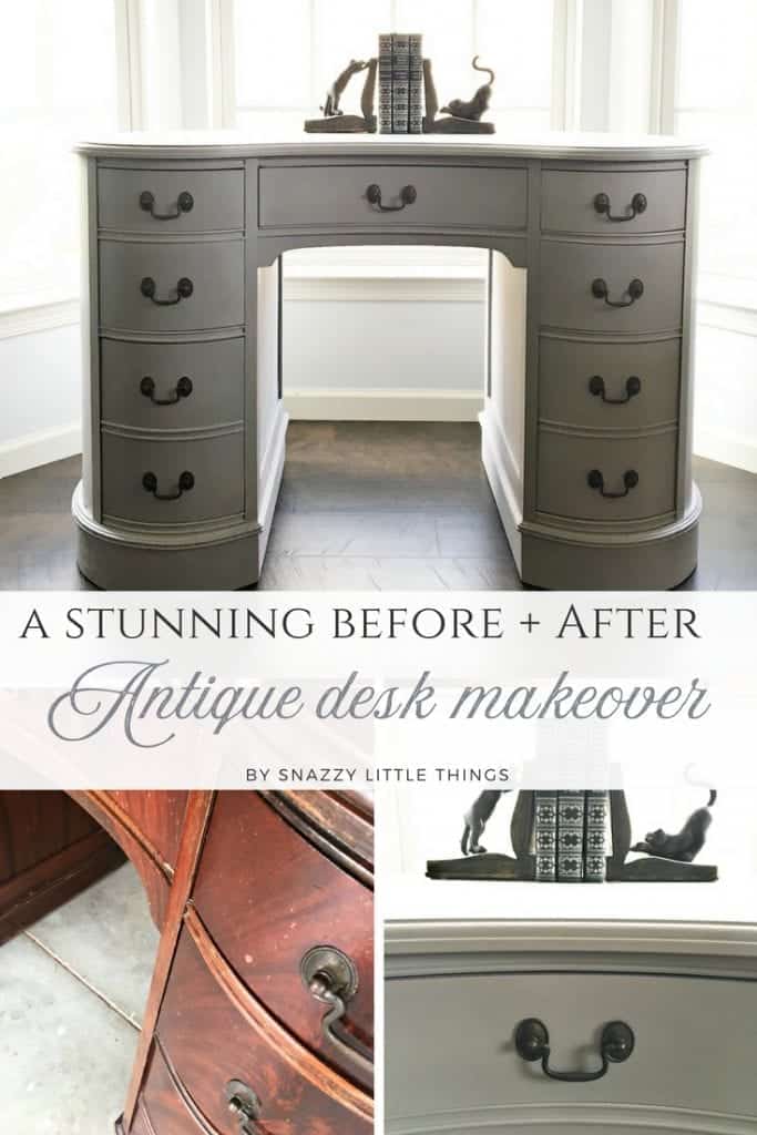 Antique Kidney Desk Makeover by Snazzy Little Things