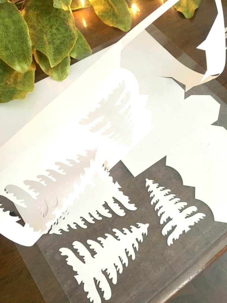 DIY Christmas Village Remove Paper from Silhouette Cut Mat