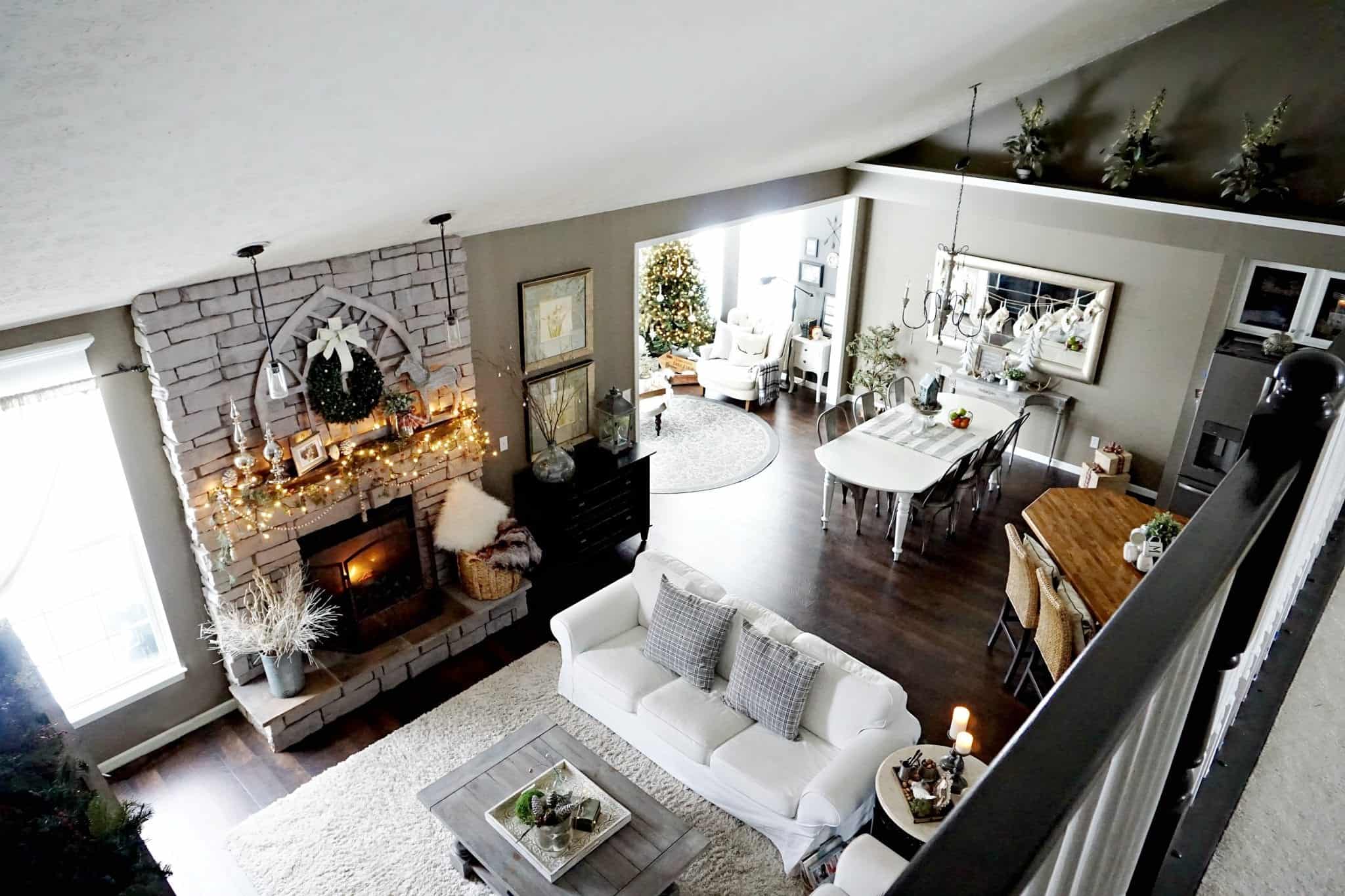 Modern Farmhouse Holiday Home Tour 2017 View from Upstairs Family Room