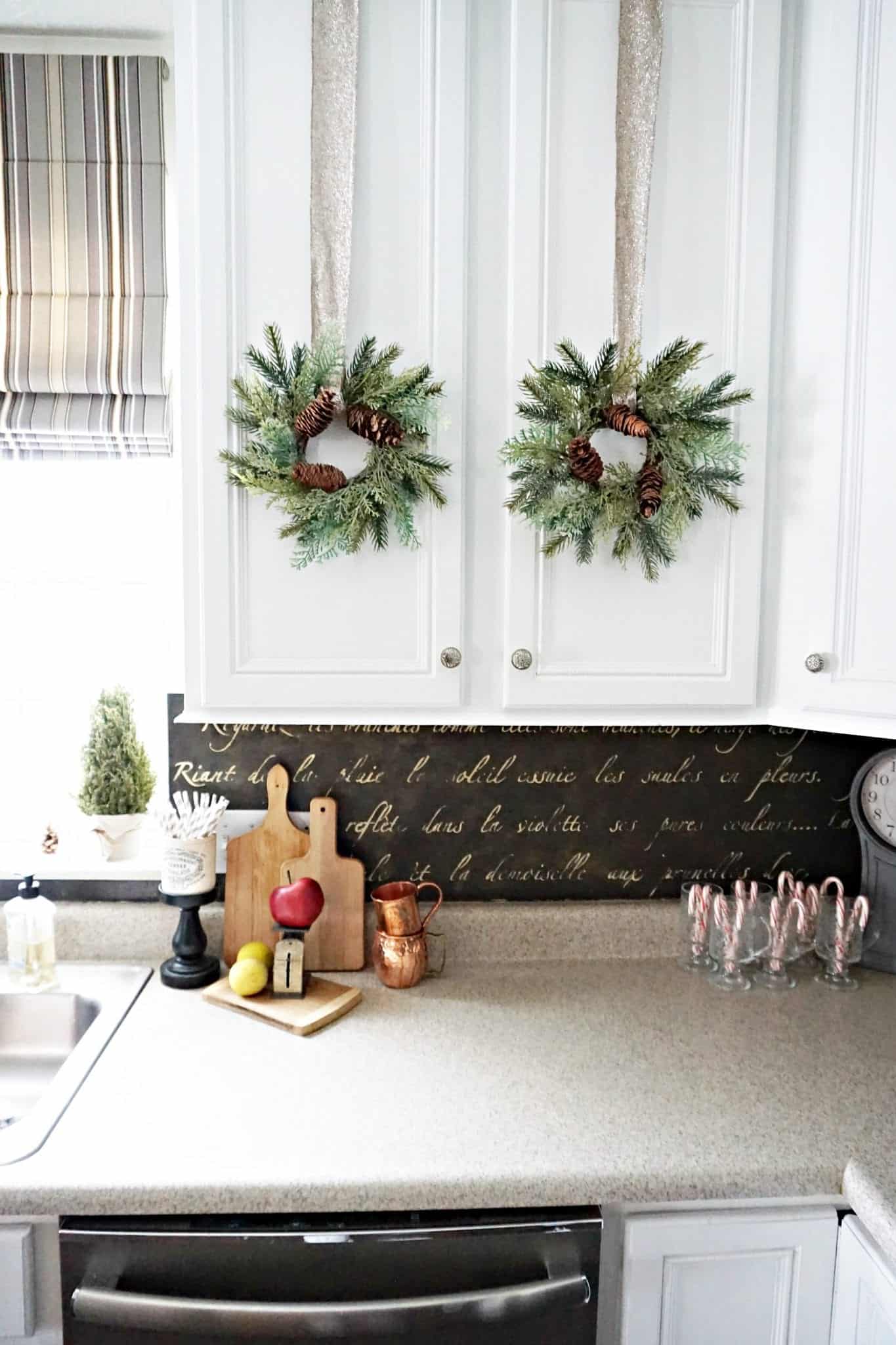 Modern Farmhouse Kitchen Holidays 2107 Stenciled Backsplash