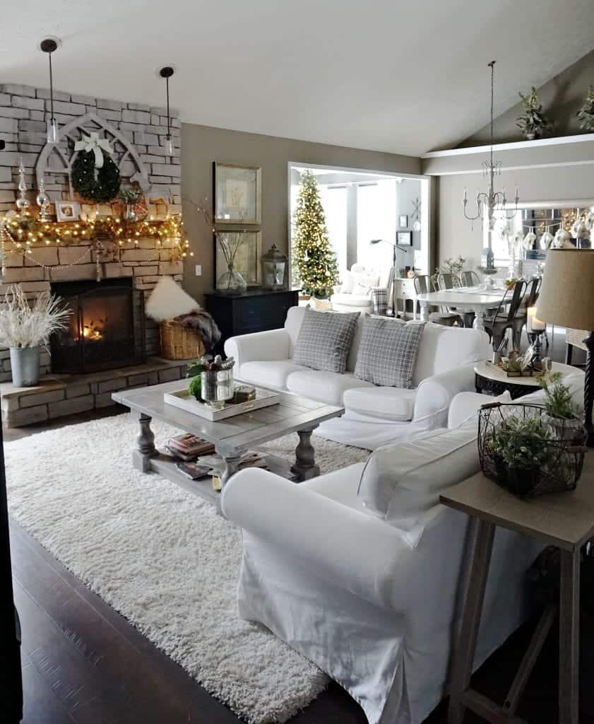 Rustic Farmhouse Family Room Holiday Home Tour 2017