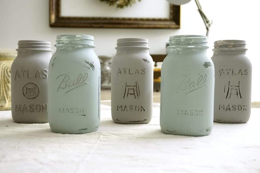 Chalk Painted Mason Jars One Layer Distressed