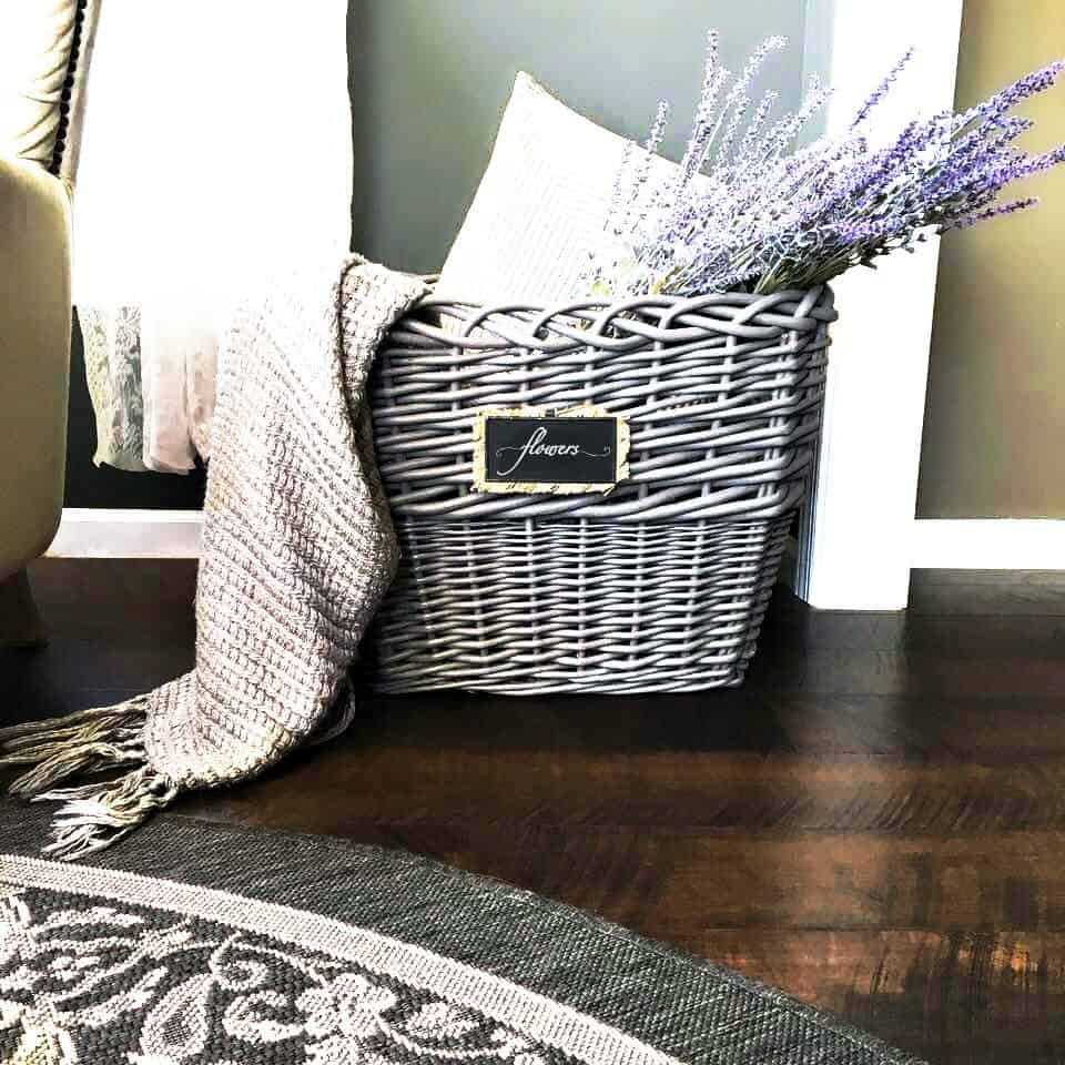 Wicker Basket Makeover Final Reveal with Rug