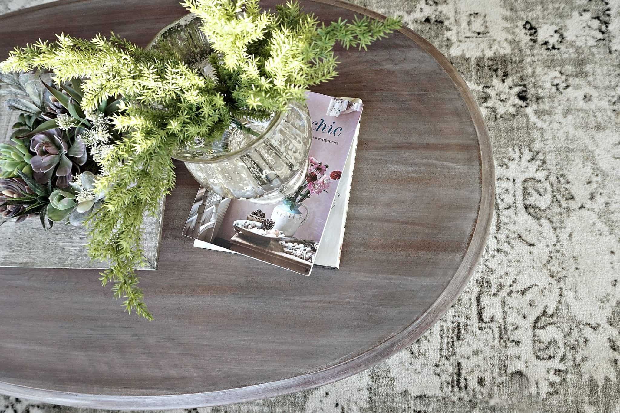 Spring Sunroom Tour Overhead View of Coffee Table