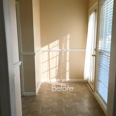 Mini Mudroom Makeover Before with Text
