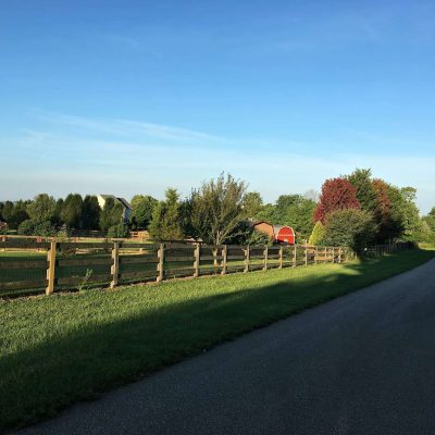 New Home Walking Trail view of red barn