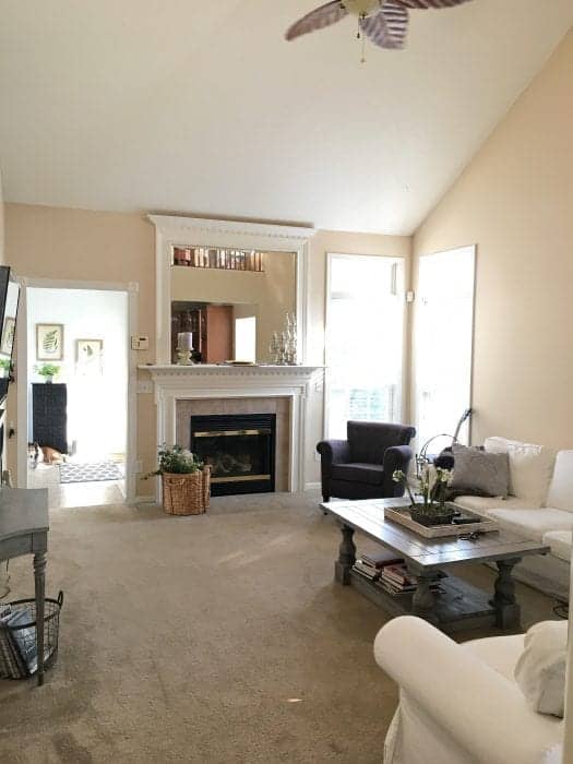 New House Family Room Before with Updated Mudroom