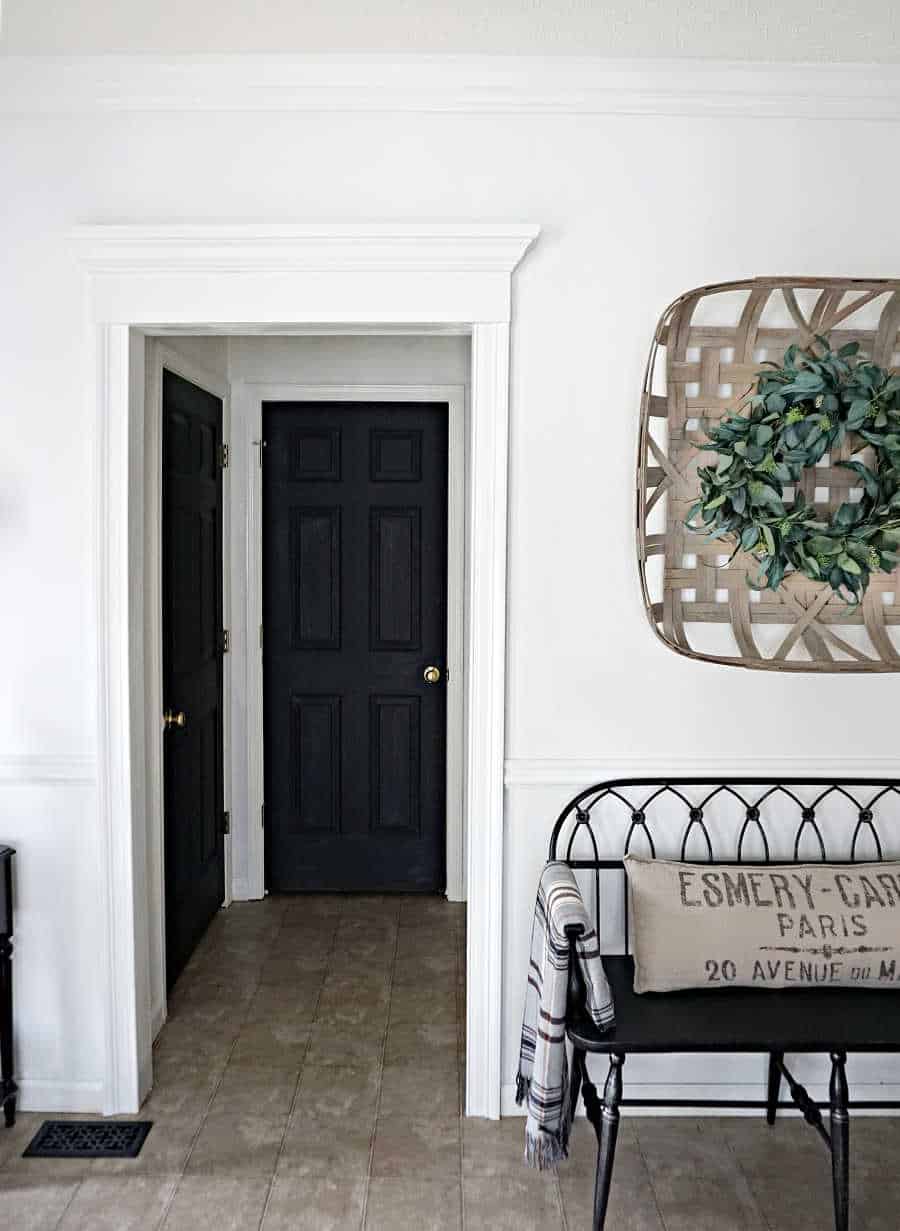 White Hallway Walls With Black Trim Design Ideas