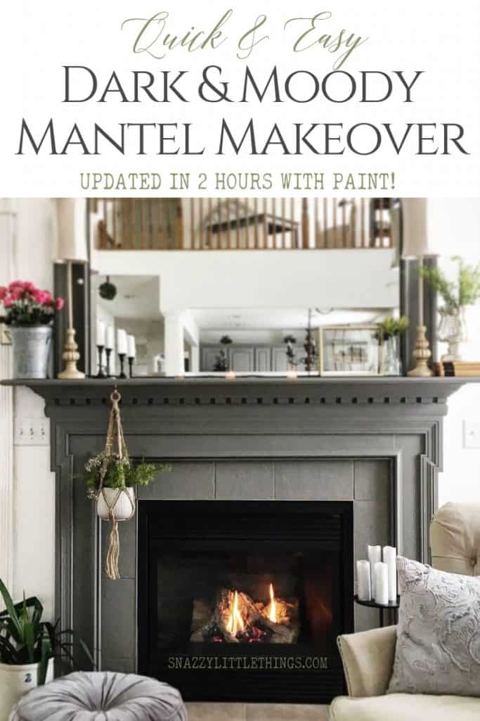 Mantel Makeover with Dark Paint by SnazzyLittleThings.com DIY Blog