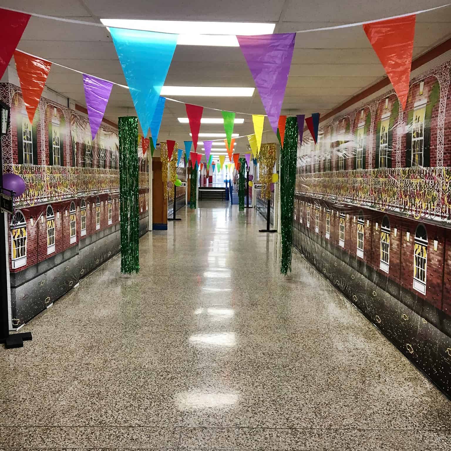 mardi gras hallway decorations