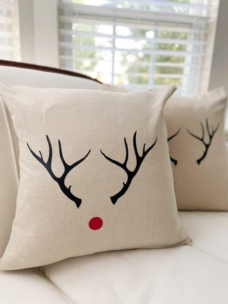 Antler Red Nose Pillow Cover by Snazzy Little Things