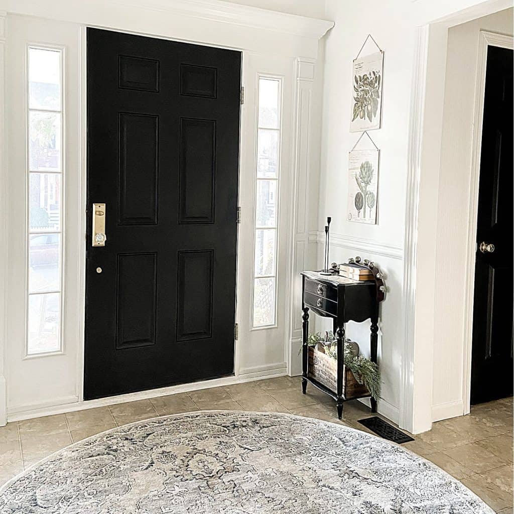 https://www.snazzylittlethings.com/wp-content/uploads/Round-Rug-in-Entryway-Black-door-1024x1024.jpeg